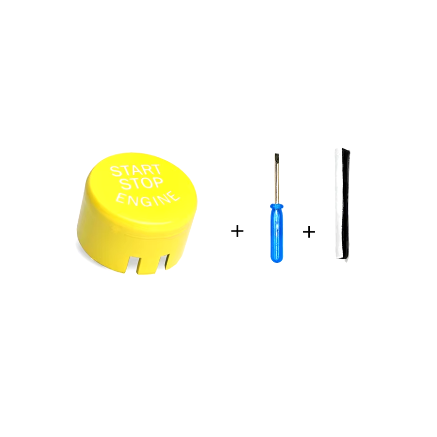 Yellow Engine START STOP Button Cover Key Decor For BMW 1 3 5 7 Series With OFF Button