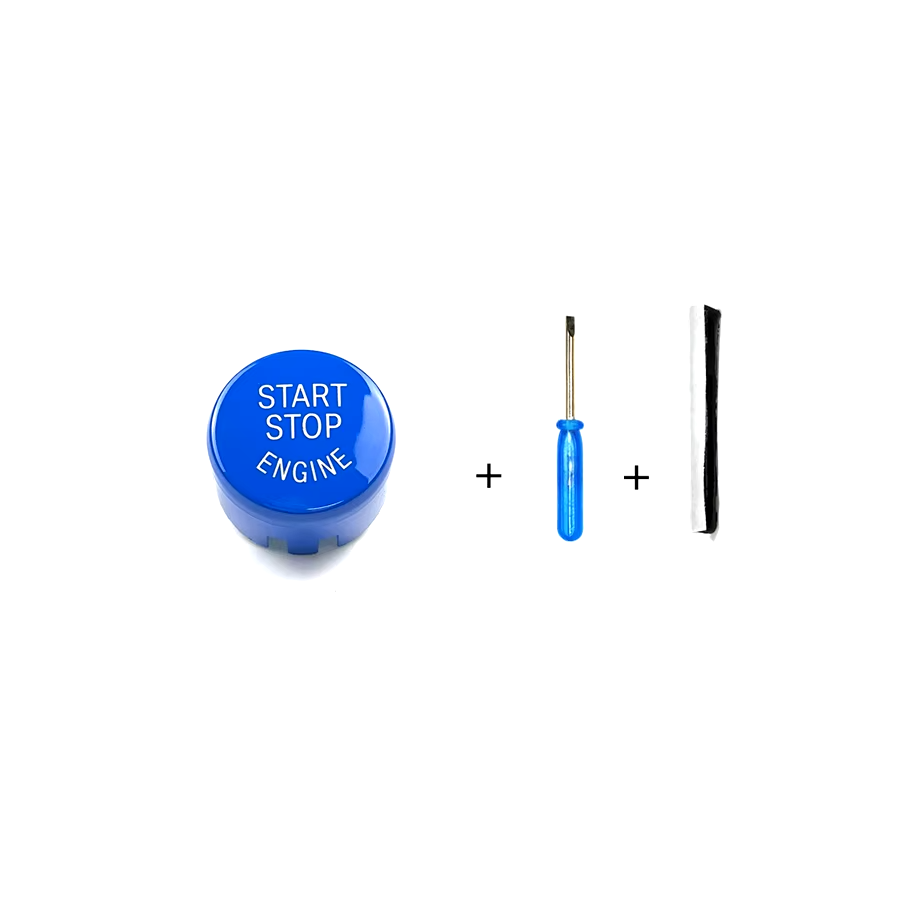 Blue Engine START STOP Button Cover Key Decor For BMW 1 3 5 7 Series With OFF Button